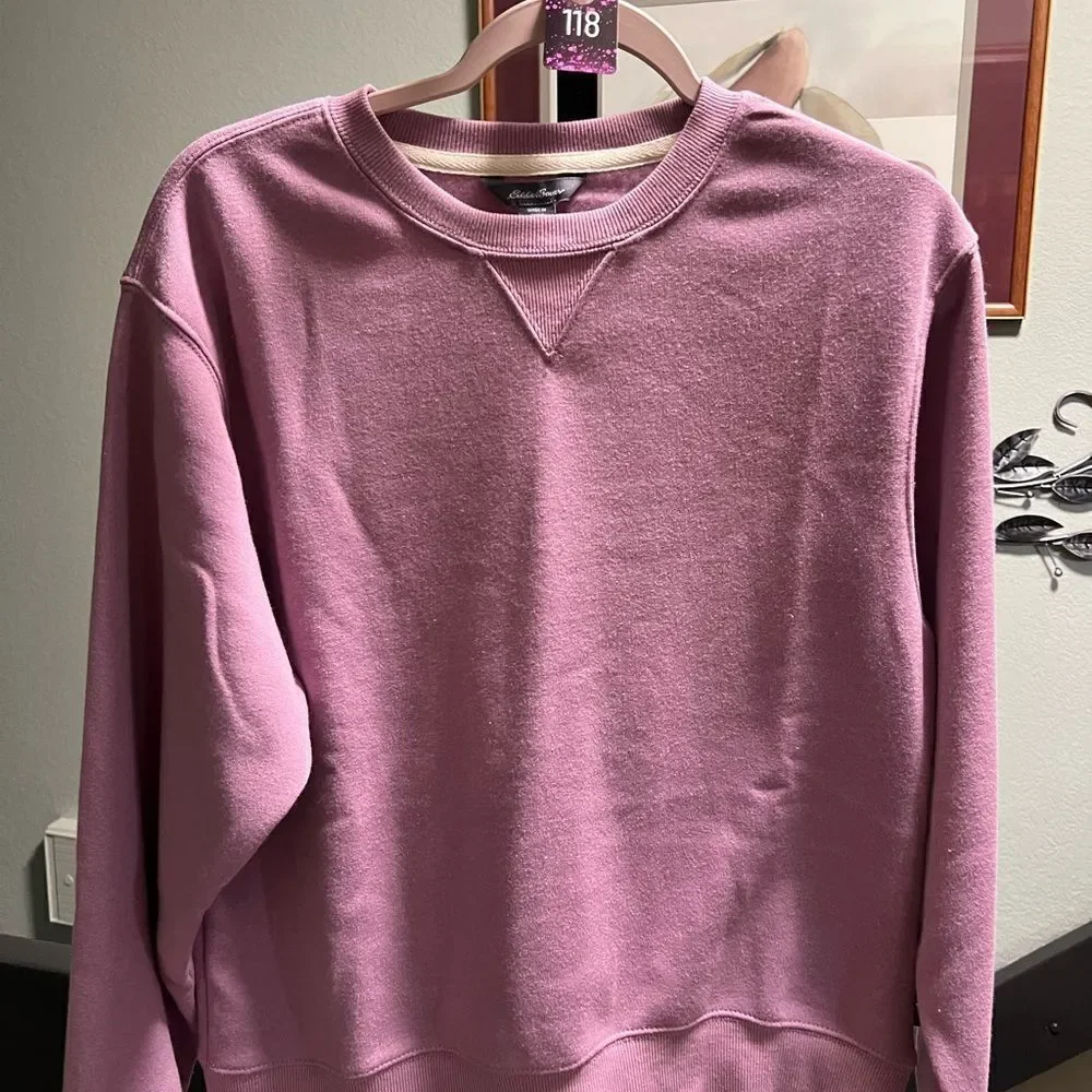 NWOT Eddie Bauer Classic Light Purple Crewneck Sweatshirt Size Small #118